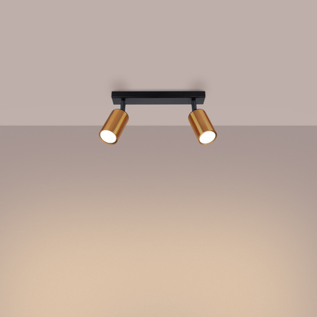 Plafond WINX 2 noir/cuivre + 2x ampoule LED GU-10 3000K Warm 7W 510lm