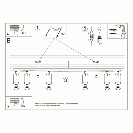 Plafonnier RING 6L blanc