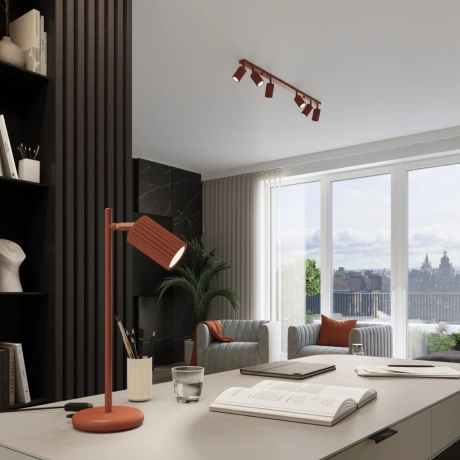 Lampe suspendue KARBON 1 rouge ocre