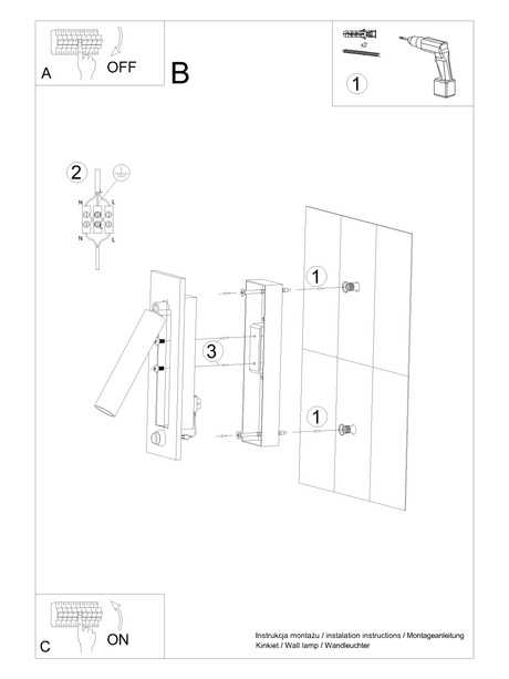 Applique ENIF noire + 1x ampoule LED G9 3000K Warm 4.5W 510lm