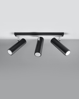 Plafond DIREZIONE 3 noir + 3x ampoule LED GU-10 3000K Warm 7W 620lm