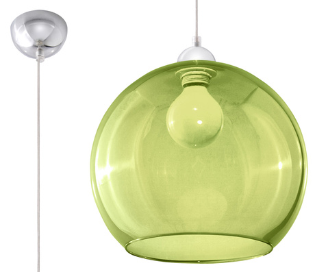 Lampe suspendue BALL verte + 1x ampoule LED E27 4000K froide 7,5W 650lm