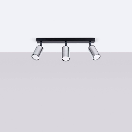 Plafond WINX 3 noir/chrome + 3x ampoule LED GU-10 3000K Warm 7W 510lm