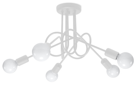 Lustre SUPEŁ 5 blanc + 5x ampoule LED E27 4000K Froid 7,5W 650lm