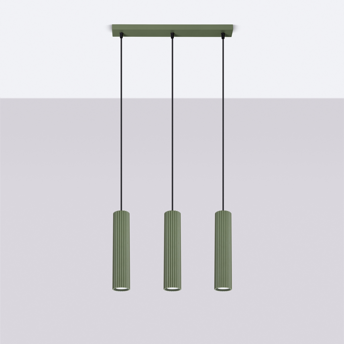 Lampe suspendue KARBON 3L vert olive