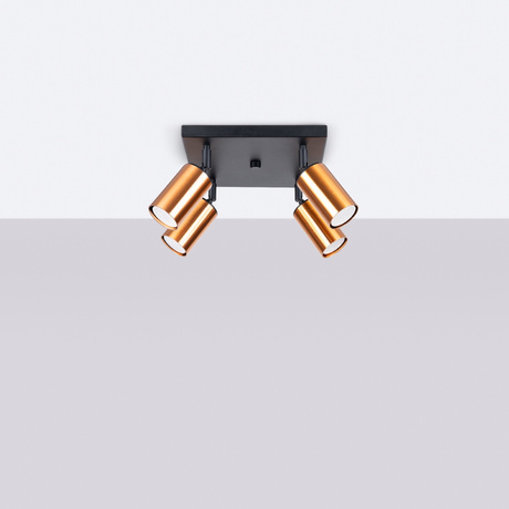 Plafond WINX 4 noir/cuivre + 4x ampoule LED GU-10 3000K Warm 7W 510lm
