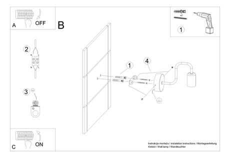Applique VECTOR noir + 1X ampoule LED E27 3000K 7W 760lm