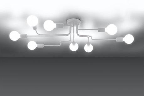 Lustre HECTOR 8 blanc + 8x ampoule LED E27 3000K Warm 7.5W 620lm