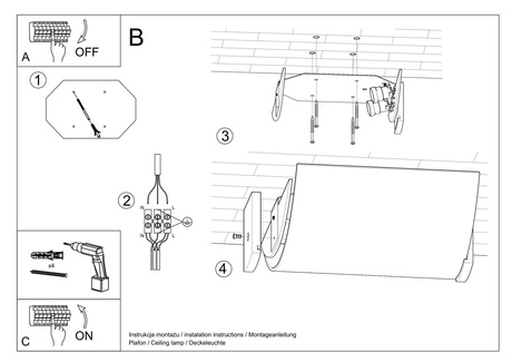 Plafond EMILIO + 2x ampoule LED E27 3000K Warm 7.5W 620lm
