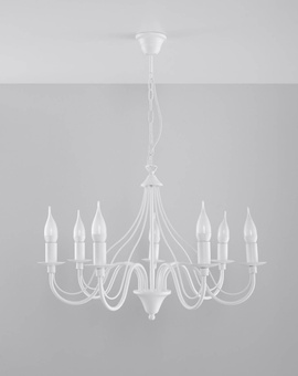 Lustre MINERWA 7 blanc + 7x ampoule LED E14 4000K Froid 7.5W 650lm