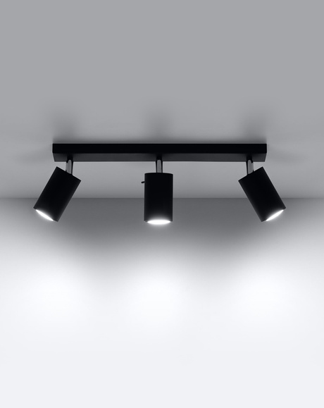 Plafond RING 3L noir +3x ampoule LED GU-10 3000K Warm 7W 620lm