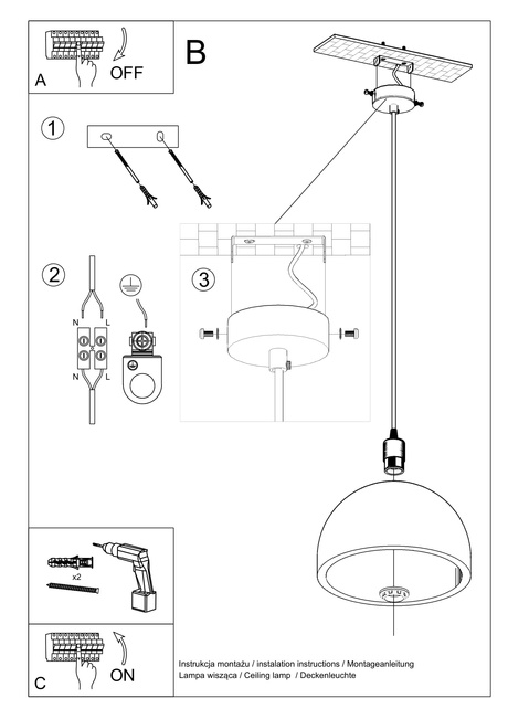 Lampe suspendue PABLITO + 1x ampoule LED E27 3000K Warm 7,5W 620lm