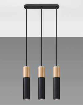 PABLO 3 lampe suspendue noire + 3x ampoule LED GU-10 4000K Froid 7W 630lm