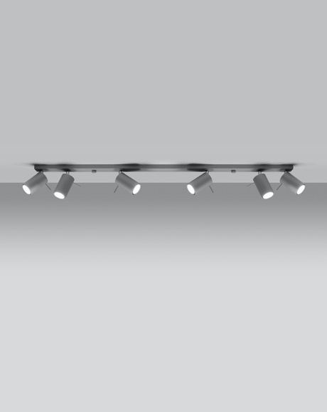 Plafond RING 6L gris + 6x ampoule LED GU-10 3000K Warm 7W 620lm