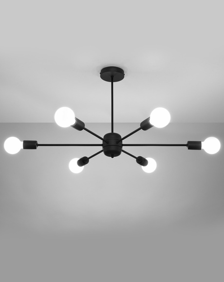 Lustre LANGO 6 noir+ 6x ampoule LED E27 3000K Warm 7.5W 620lm