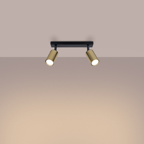 Plafond WINX 2 noir/doré + 2x ampoule LED GU-10 4000K froid 7W 530lm