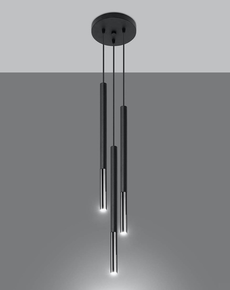 MOZAICA lampe suspendue 3P noir/chrome + 3x ampoule LED G9 4000K Cold 4,5W 530lm