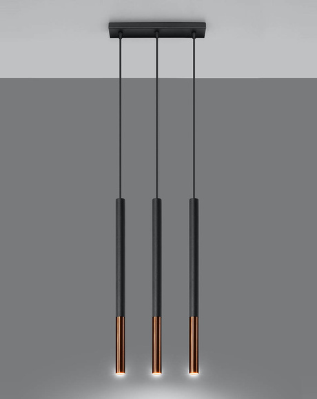 MOZAICA 3L lampe suspendue noir/cuivre + 3x ampoule LED G9 4000K Cold 4,5W 530lm