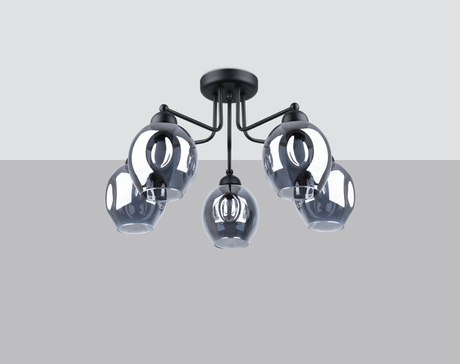 Lustre FILLAN 5 noir + 5x ampoule LED E27 3000K Warm 7.5W 620lm