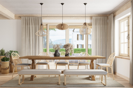 Lampe suspendue ELZA bois naturel + 1x ampoule LED E27 3000K Warm 7,5W 620lm