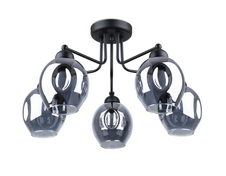 Lustre FILLAN 5 noir + 5x ampoule LED E27 3000K Warm 7.5W 620lm