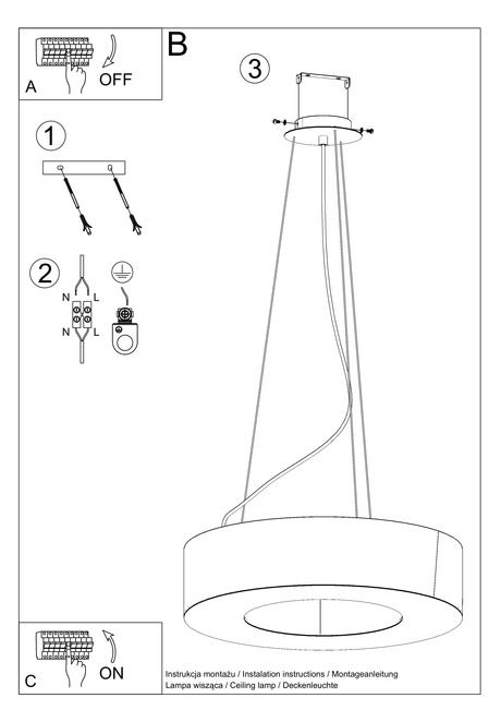 Lustre SATURNO SLIM 70 blanc + 6x ampoule LED E27 4000K Froid 7.5W 650lm