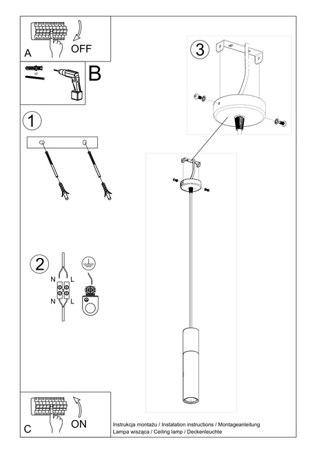 Lampe suspendue BORGIO 1 blanc + 1x ampoule LED GU-10 3000K Warm 7W 620lm