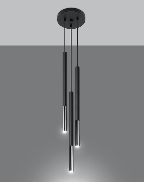 MOZAICA Lampe suspendue 3P noir/chrome + 3x ampoule LED G9 3000K Warm 4,5W 510lm