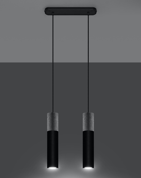 BORGIO 2 lampe suspendue noire + 2x GU-10 3000K Warm 7W ampoule LED 620lm