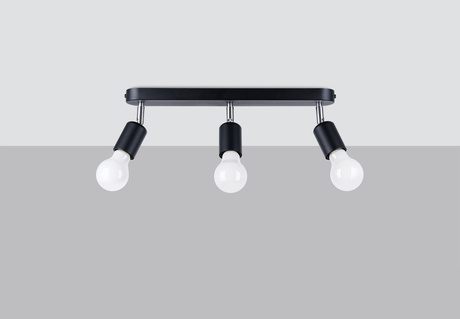 Plafond FORNES 3 noir + 3x ampoule LED E27 4000K Froid 7.5W 690lm