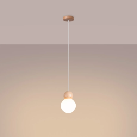 Lampe suspendue PEKKA 1 blanc/bois naturel