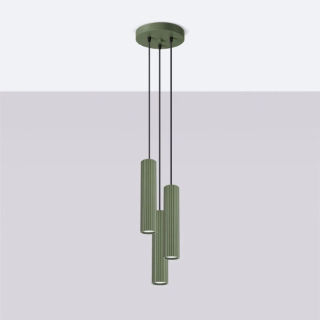 Lampe suspendue KARBON 3P vert olive