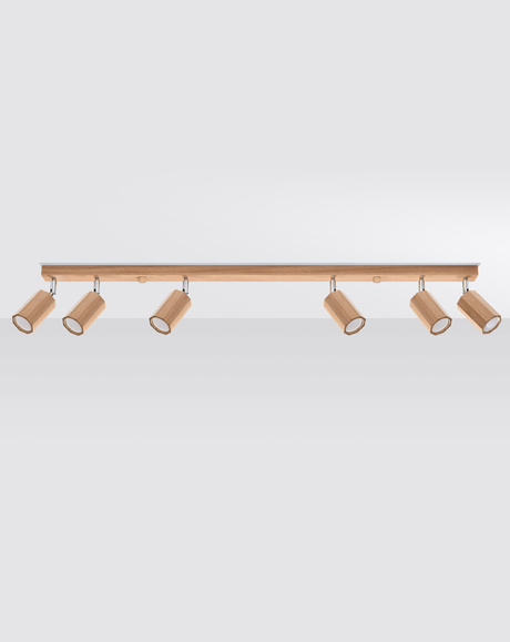 Plafond ZEKE 6 chênes + 6x ampoules LED GU-10 4000K Froid 7W 630lm