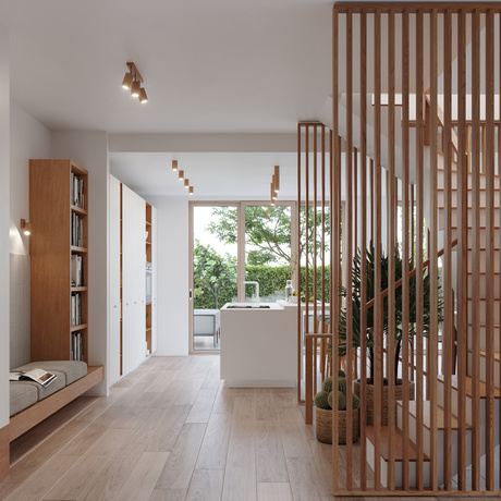 Plafond ZEKE 30 chêne + 1x ampoule LED GU-10 3000K Warm 7W 620lm