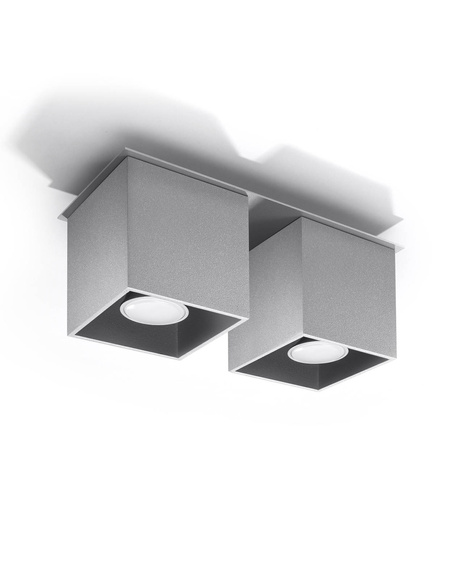Plafond QUAD 2 gris + 2x ampoule LED GU-10 4000K Froid 7W 630lm