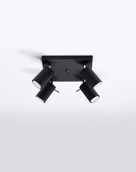 Plafond RING 4 noir+ 4x ampoule LED GU-10 3000K Warm 7W 620lm