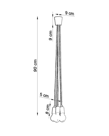 DIEGO 5 lampe suspendue grise + 5x ampoule LED E27 3000K Warm 7,5W 620lm