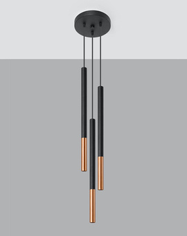 MOZAICA 3P lampe suspendue noir/cuivre + 3x ampoule LED G9 4000K Cold 4,5W 530lm