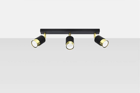 Plafond NERO 3 noir/or + 3x ampoule LED GU-10 3000K Warm 7W 620lm
