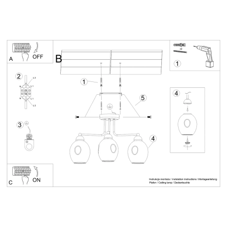 Lustre FILLAN 3 noir