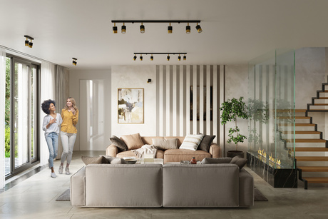 Plafond NERO 6 noir/or + 6x ampoule LED GU-10 3000K Warm 7W 620lm