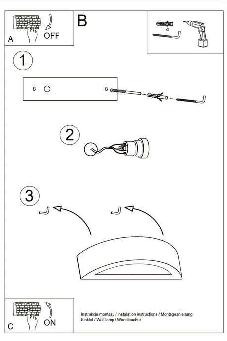 Applique en céramique ATENA blanc + 1x ampoule LED E27 4000K Froid 7.5W 650lm