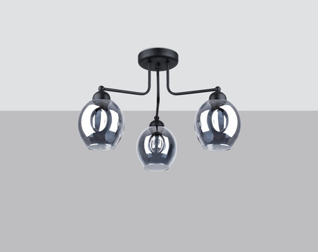 Lustre FILLAN 3 noir + 3x ampoule LED E27 4000K Froid 7,5W 690lm