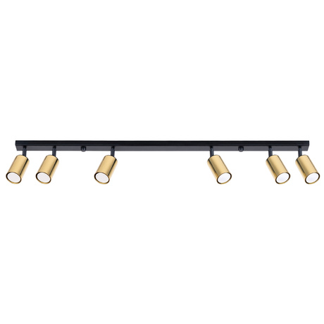 Plafond WINX 6L noir/doré + 6x ampoule LED GU-10 4000K froid 7W 530lm