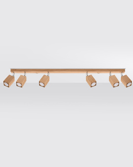 Plafond KEKE 6 chêne + 6x ampoule LED GU-10 3000K Warm 7W 620lm