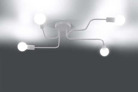 Lustre HECTOR 4 Blanc + 4x ampoule LED E27 4000K Froid 7.5W 650lm