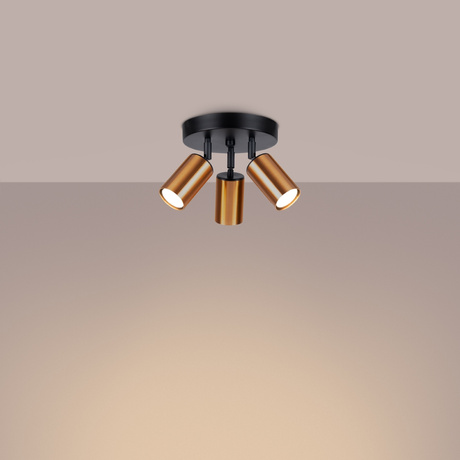 Plafond WINX 3P noir/cuivre + 3x ampoule LED GU-10 3000K Warm 7W 510lm