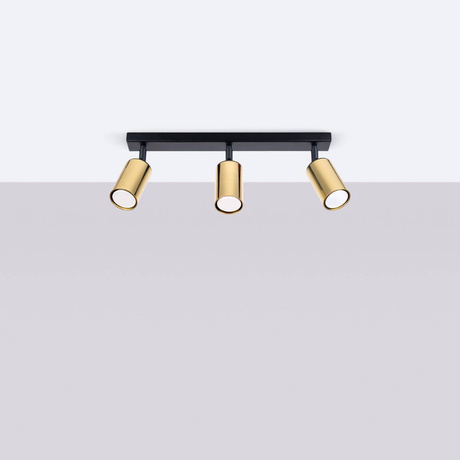 Plafond WINX 3 noir/doré + 3x ampoule LED GU-10 4000K froid 7W 530lm