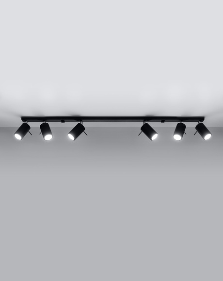 Plafond RING 6L noir + 6x ampoule LED GU-10 3000K Warm 7W 620lm