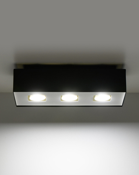 Plafond MONO 3 noir + 3x ampoule LED GU-10 4000K Froid 7W 630lm